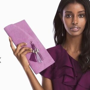 Suede Tassel Clutch